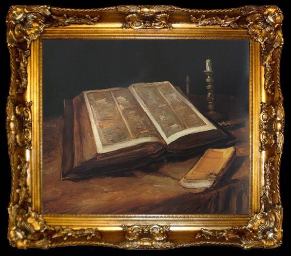 framed  Vincent Van Gogh Still Life with Bible (nn04), ta009-2